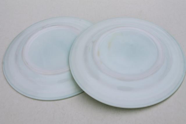 photo of 50s vintage Hazel Atlas Moderntone pastel platonite plates set of 8, pink, green, blue, yellow #10