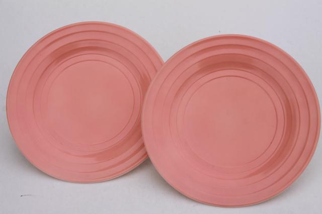 photo of 50s vintage Hazel Atlas Moderntone pastel platonite plates set of 8, pink, green, blue, yellow #11