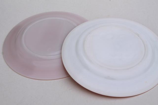 photo of 50s vintage Hazel Atlas Moderntone pastel platonite plates set of 8, pink, green, blue, yellow #7