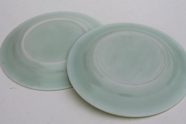 photo of 50s vintage Hazel Atlas Moderntone pastel platonite plates set of 8, pink, green, blue, yellow #9