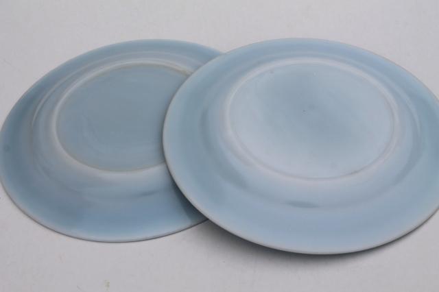 photo of 50s vintage Hazel Atlas Moderntone pastel platonite plates set of 8, pink, green, blue, yellow #11