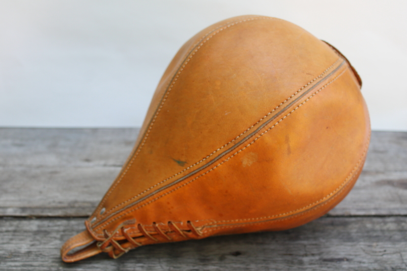 photo of 50s vintage J C Higgins cowhide leather speed punching bag, boxing gym sporting equipment  #6