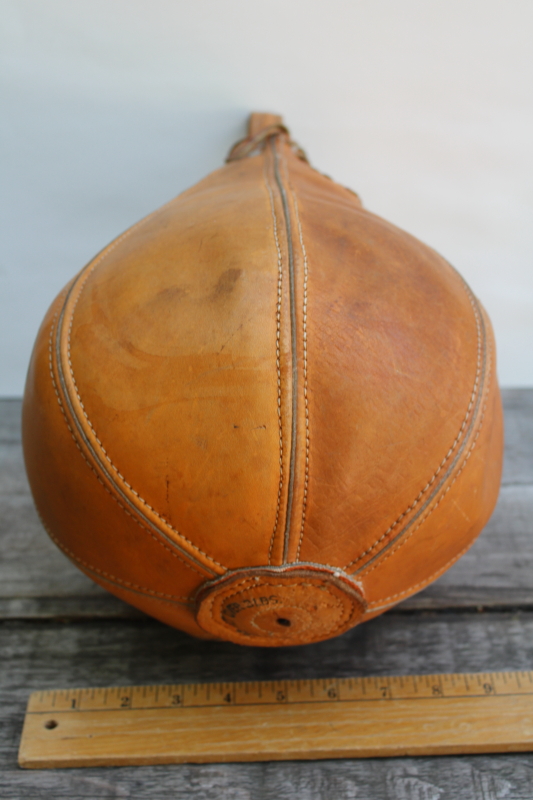 photo of 50s vintage J C Higgins cowhide leather speed punching bag, boxing gym sporting equipment  #8