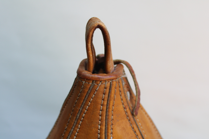 photo of 50s vintage J C Higgins cowhide leather speed punching bag, boxing gym sporting equipment  #9