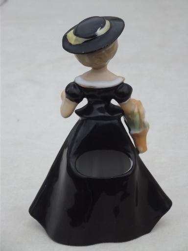 photo of 50s vintage Japan china lady figurine vase holds flowers in her hand #3