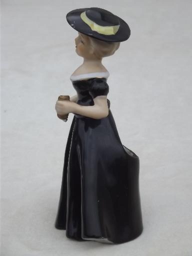 photo of 50s vintage Japan china lady figurine vase holds flowers in her hand #4