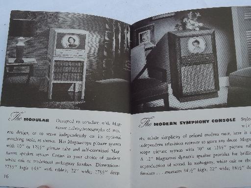 photo of 50s vintage Magnavox catalog, retro console TV sets, early televisions #3