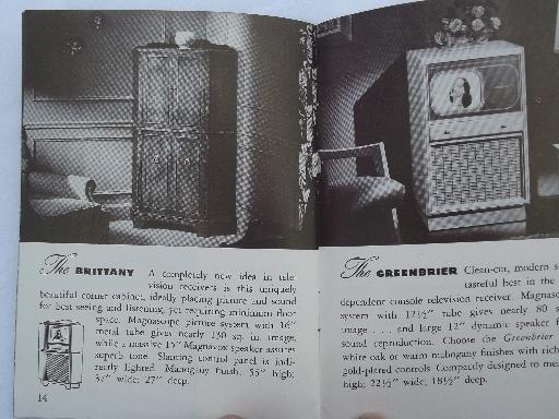 photo of 50s vintage Magnavox catalog, retro console TV sets, early televisions #4