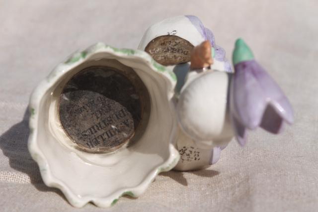 photo of 50s vintage Napco - Japan china figurine, snowdrop crocus flower girl bobby pin holder #8