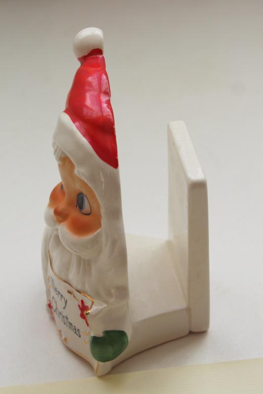 photo of 50s vintage Santa Claus painted ceramic greeting card letter holder Josef Originals #4