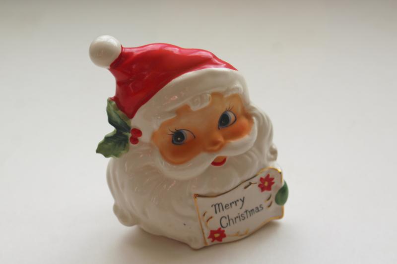 photo of 50s vintage Santa Claus painted ceramic greeting card letter holder Josef Originals #8