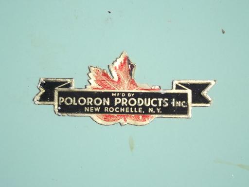 photo of 50s vintage Woodland ice chest camping cooler w/ original Poloron label #9