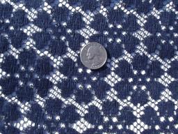 catalog photo of 50s vintage all over lace fabric in ladylike navy blue, retro chic!