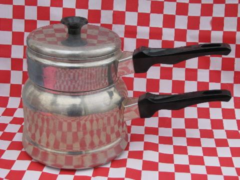 photo of 50's vintage aluminum cookware, Mirro 1 1/2 qt. double boiler #1