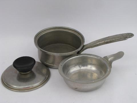 photo of 50's vintage aluminum cookware, small Mirro egg poacher pan w/ lid #3