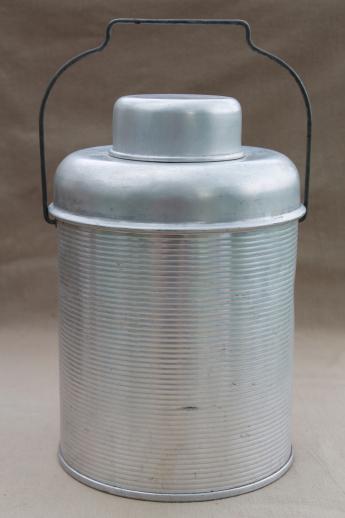 photo of 50s vintage aluminum thermos bottle picnic cooler jug for camping / fishing  #3