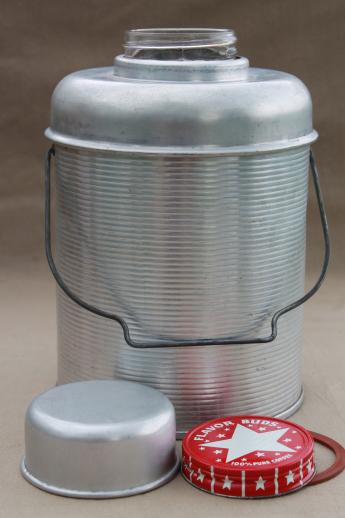 photo of 50s vintage aluminum thermos bottle picnic cooler jug for camping / fishing  #5