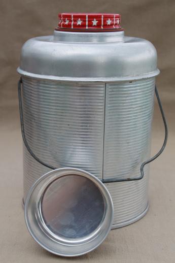 photo of 50s vintage aluminum thermos bottle picnic cooler jug for camping / fishing  #7