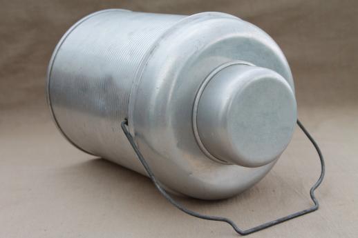 photo of 50s vintage aluminum thermos bottle picnic cooler jug for camping / fishing  #9