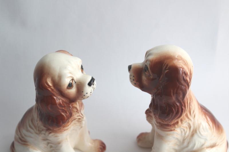 50s vintage china dogs, pair of Cocker spaniels figurines, hand painted ...