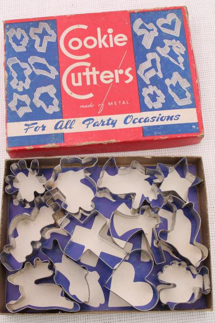 photo of 50s vintage cookie cutter set in original box, canape / cookie cutters for all occasions #1