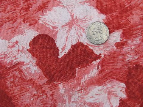 photo of 50s vintage cotton fabric 36'' dress material, abstract leaf print in deep red #1