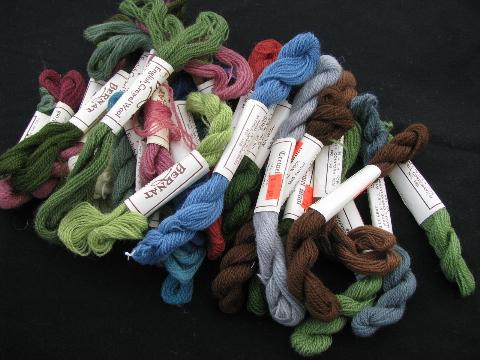 photo of 50s vintage crewel embroidery / needlepoint yarn lot, English wool, 28 skeins #1