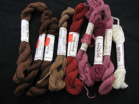 photo of 50s vintage crewel embroidery / needlepoint yarn lot, English wool, 28 skeins #4