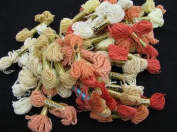 catalog photo of 50s vintage crewel embroidery / needlepoint yarn lot, all acrylic, 50 skeins