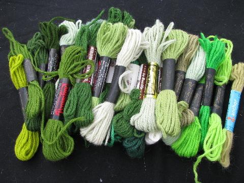 photo of 50s vintage crewel embroidery / needlepoint yarn lot, persian wool, 100+ skeins #5