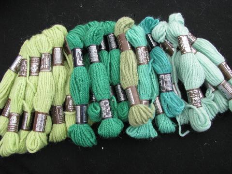 photo of 50s vintage crewel embroidery / needlepoint yarn lot, pure French wool, 190 skeins #2