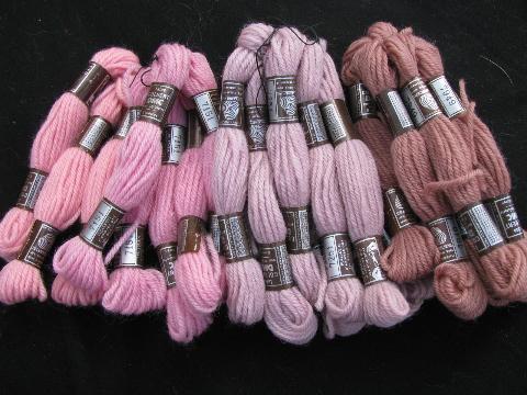 photo of 50s vintage crewel embroidery / needlepoint yarn lot, pure French wool, 190 skeins #5