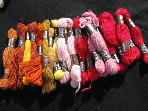 photo of 50s vintage crewel embroidery / needlepoint yarn lot, pure French wool, 190 skeins #6