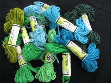 catalog photo of 50s vintage crewel embroidery / needlepoint yarn lot, pure wool, 10 skeins