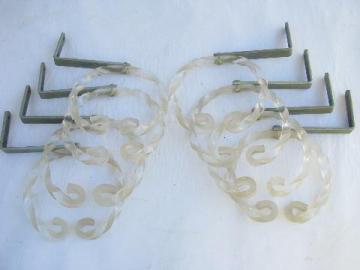 catalog photo of 50s vintage curtain / drapery tie-backs, retro mod lucite plastic twist rings