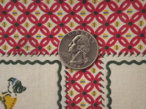 photo of 50s vintage feed sack fabric, square dance rick-rack border print #3