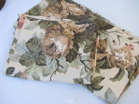 photo of 50s vintage floral print polished cotton fabric for drapes or slipcovers #1