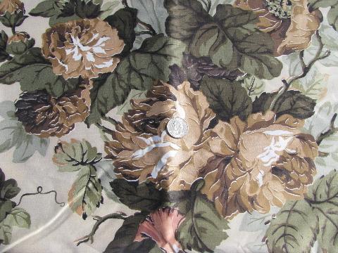 photo of 50s vintage floral print polished cotton fabric for drapes or slipcovers #2