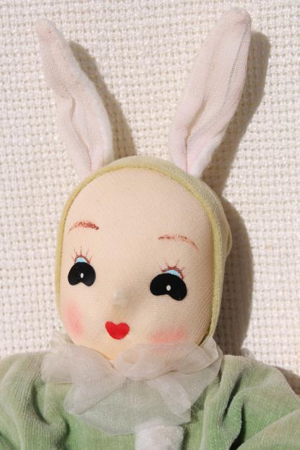 photo of 50s vintage girl pixie Easter bunnies, velvet doll ornaments, retro holiday decorations #9