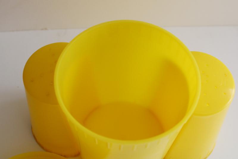 photo of 50s vintage kitchen range set large shakers, lustroware type yellow plastic  #5