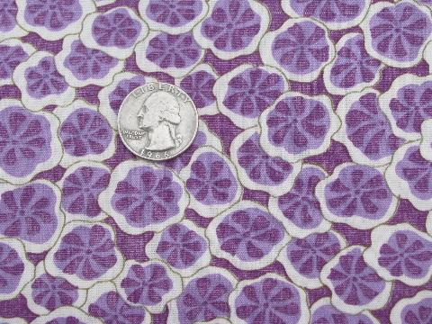 photo of 50s vintage lavender print cotton fabric, 36'' wide dress material #1