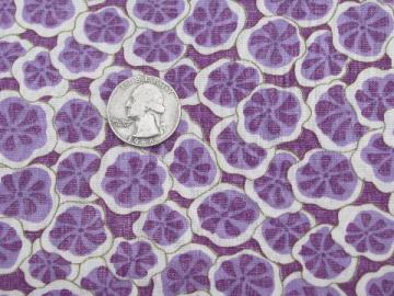 catalog photo of 50s vintage lavender print cotton fabric, 36'' wide dress material