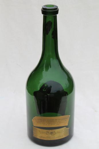 photo of 50s vintage magnum champagne bottle, large green glass bottle w/ French label dated 1959 #2