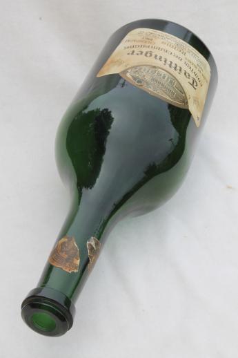 photo of 50s vintage magnum champagne bottle, large green glass bottle w/ French label dated 1959 #4