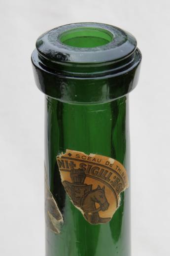 photo of 50s vintage magnum champagne bottle, large green glass bottle w/ French label dated 1959 #5