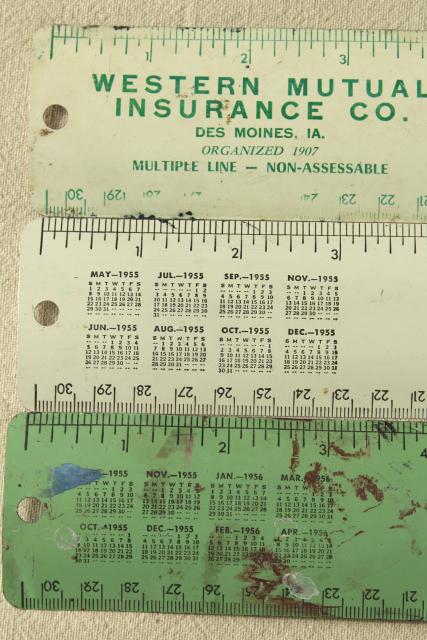 photo of 50s vintage metal rulers w/ old advertising, Ben Franklin dime stores etc. #2