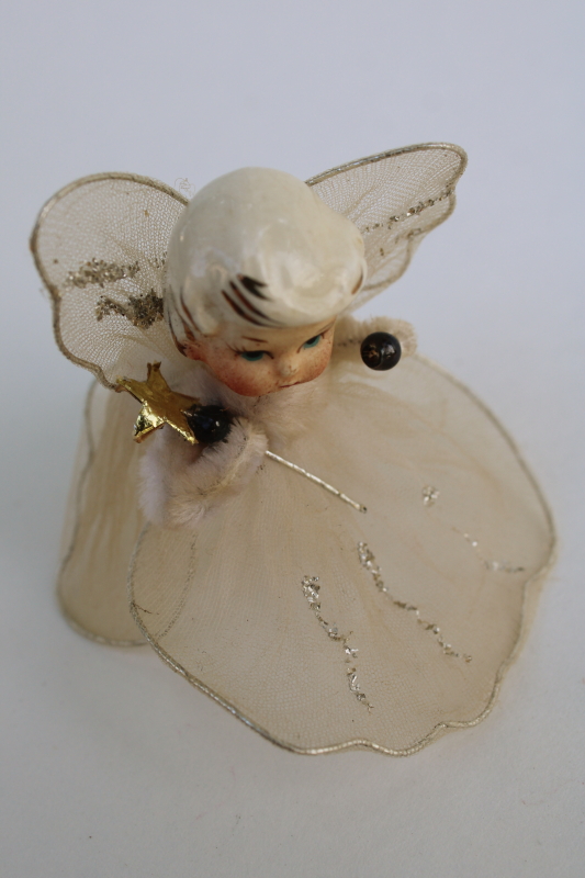 photo of 50s vintage mini angel ornament Christmas decoration, hand painted ceramic Napco or Holt Howard?  #5