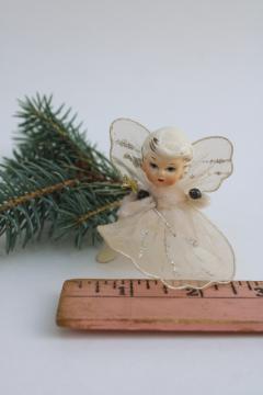 50s vintage mini angel ornament Christmas decoration, hand painted ceramic Napco or Holt Howard? 