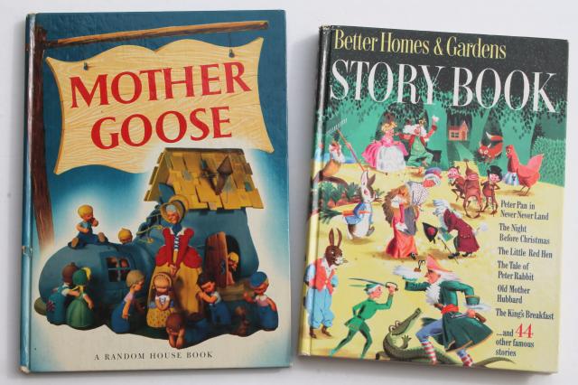 photo of 50s vintage picture books w/ large color illustrations, BH&G Story Book & Mother Goose #1