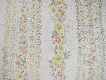 catalog photo of 50s vintage roses stripe floral print wallpaper, huge lot old flowered wall paper